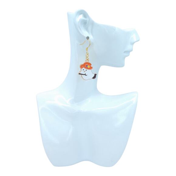 Ghost Witch on Broom Dangle Earrings 🎃 - Picture 4 of 4